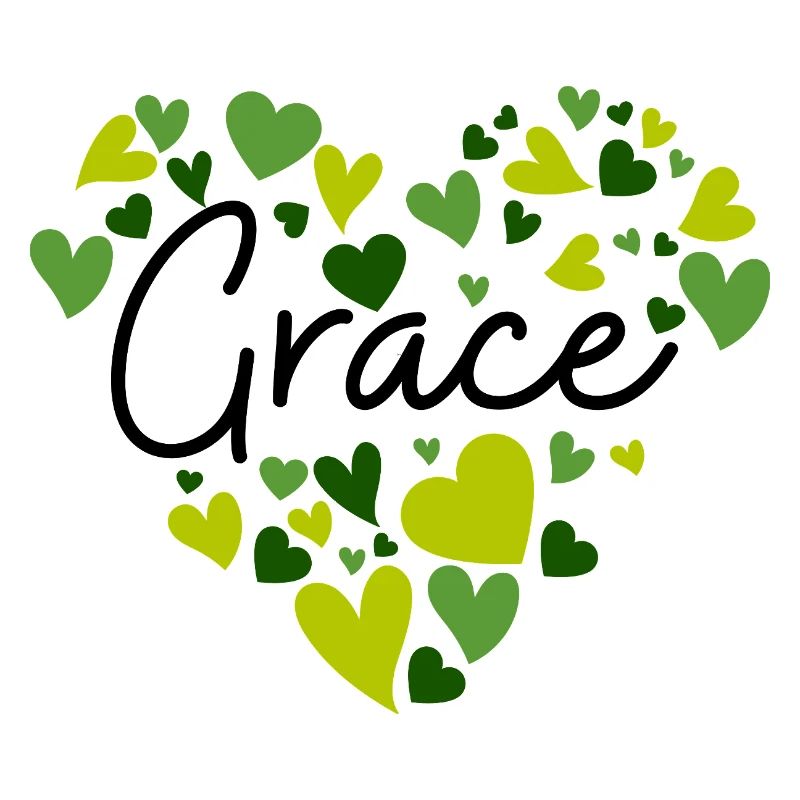 Grace Name Design avec des cœurs verts en forme de cœur