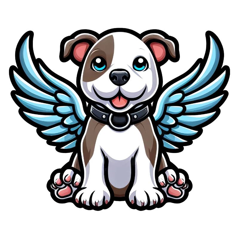 Mignon pitbull avec des ailes d’ange dessin animé