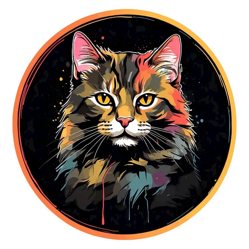 Portrait de chat mignon en technique d'aquarelle dans un cercle