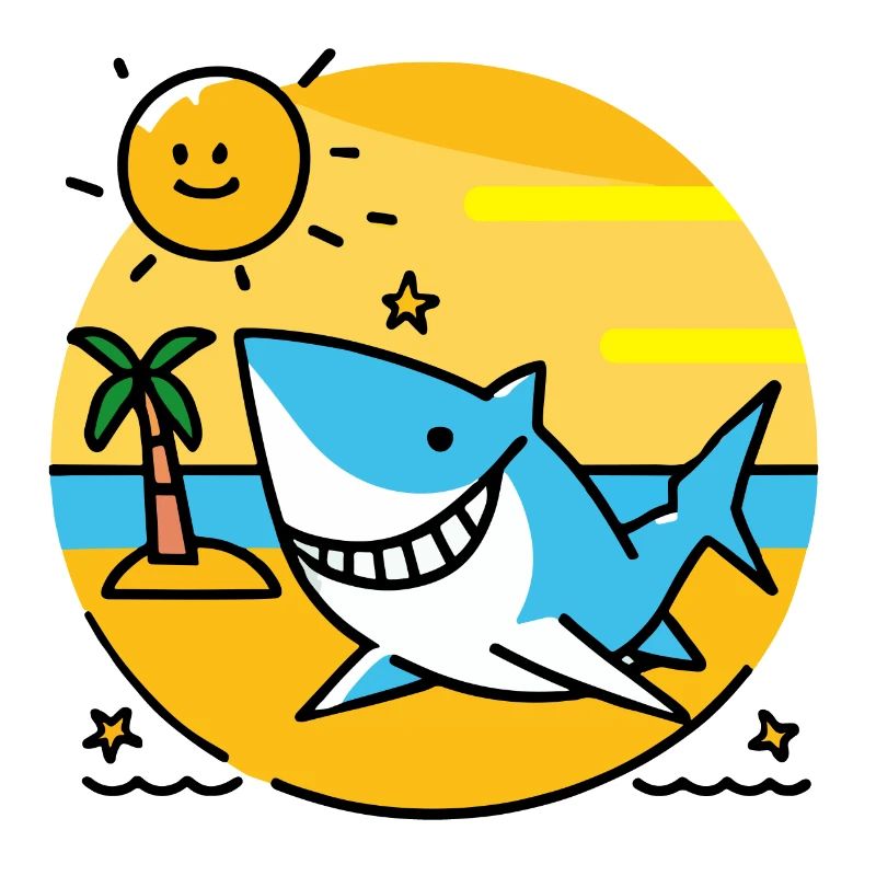 Requin sur la plage se baigne au soleil