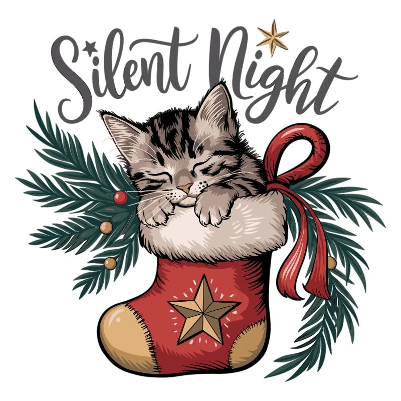 Douce nuit – Chaton en bas de Noël