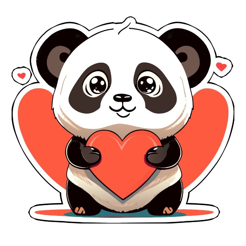panda with heart