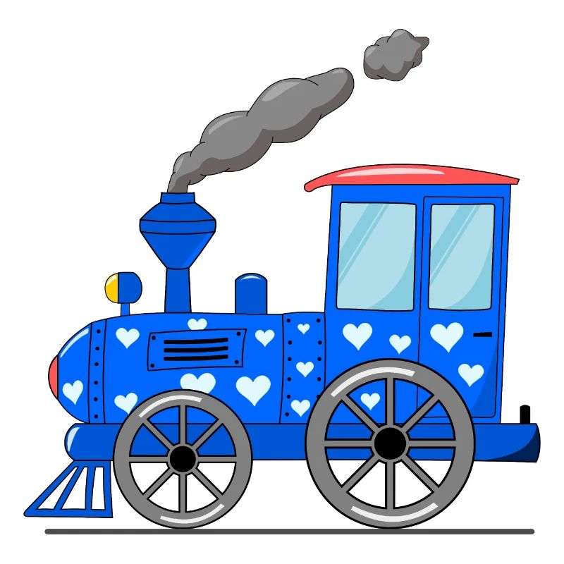 Kinderzug Eisenbahn blau mit Herzen