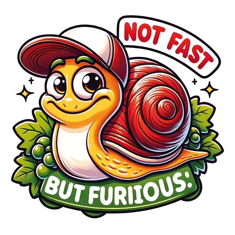Little cute snail with baseball cap
