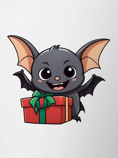 Cute bat celebrating Christmas.