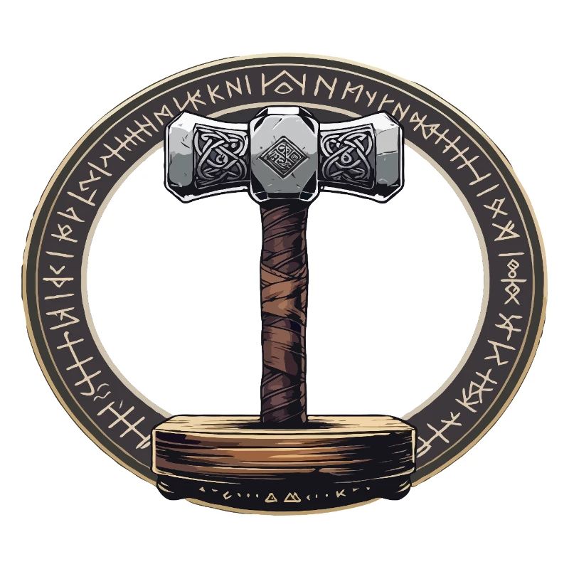 Viking Hammer Warrior Valhalla Runic Circle Thor