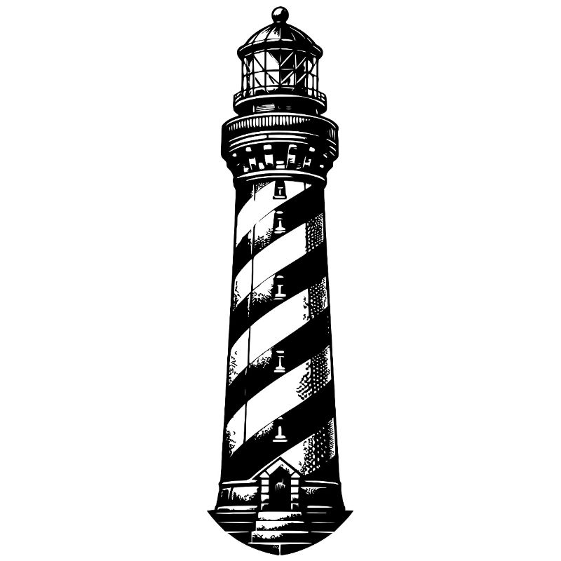 Striped lighthouse on the coast