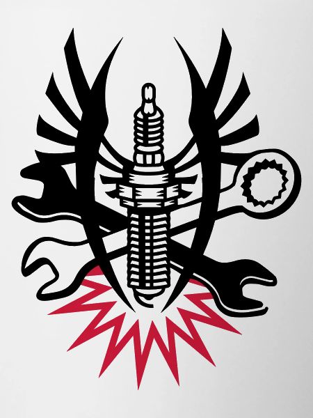 A spark plug with two wrenches