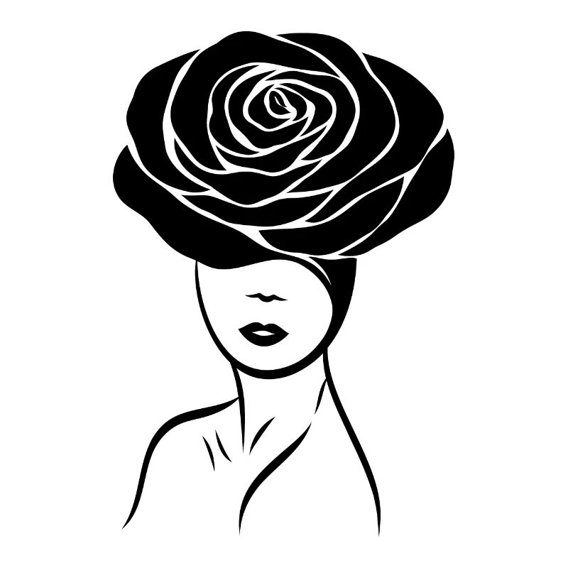 Fille / Dame avec une fleur (rose) sur la tête