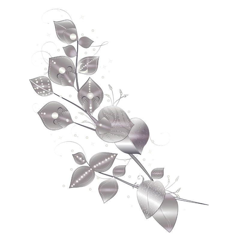 noble leaf tendrils in metallic silver look