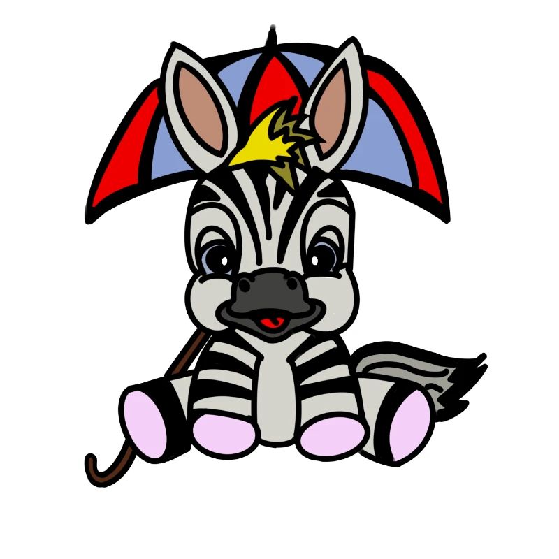 Zebra unter Regenschirm Cartoon