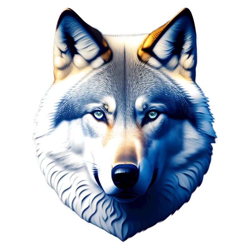 Wolf's head with blue eyes