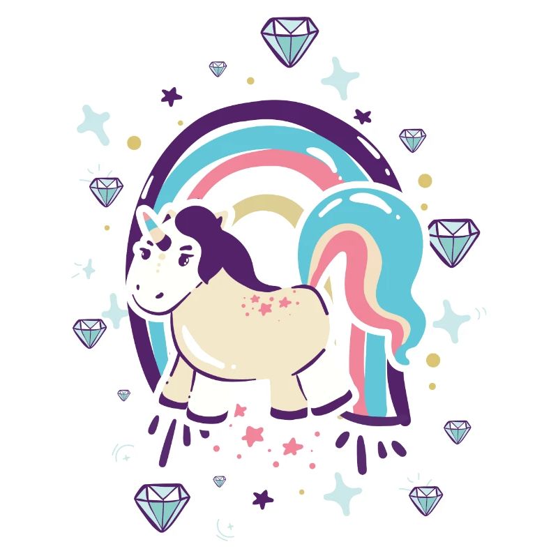Pastellfarbene Einhorn Regenbogen Diamanten