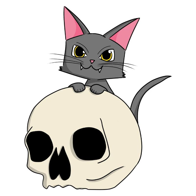 Cat head with skull design