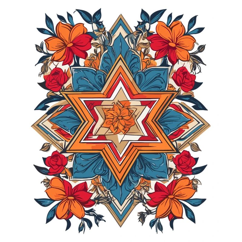 Étoile juive avec des fleurs