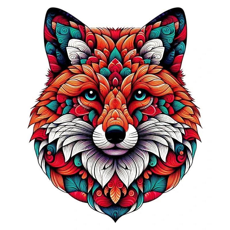 Renard décoré de Mandalas