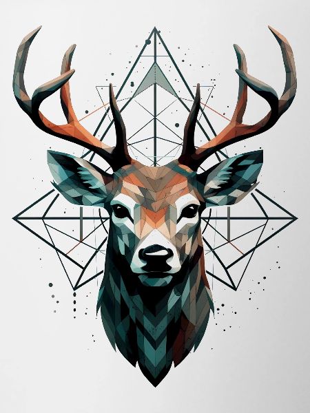 Geometric deer with geometric patterns