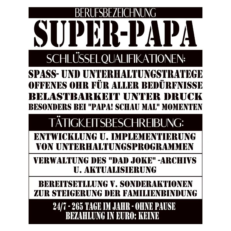 Super Papa – Description du poste avec humour