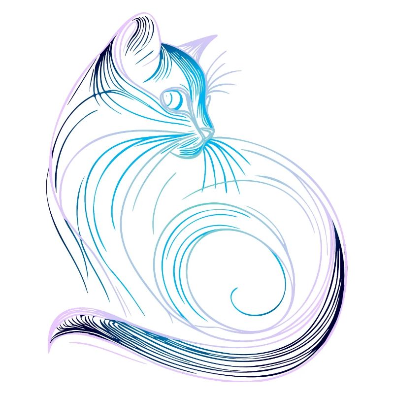 Chat style minimaliste dégradé bleu