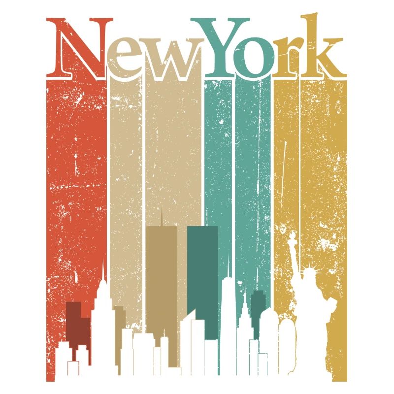 New York Skyline Retro Stripes