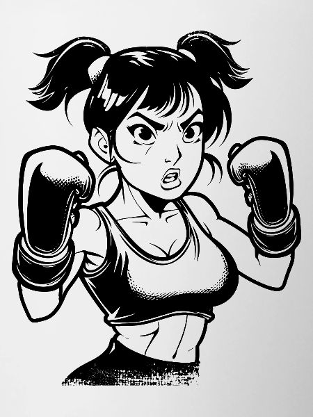 Boxe fille dessin