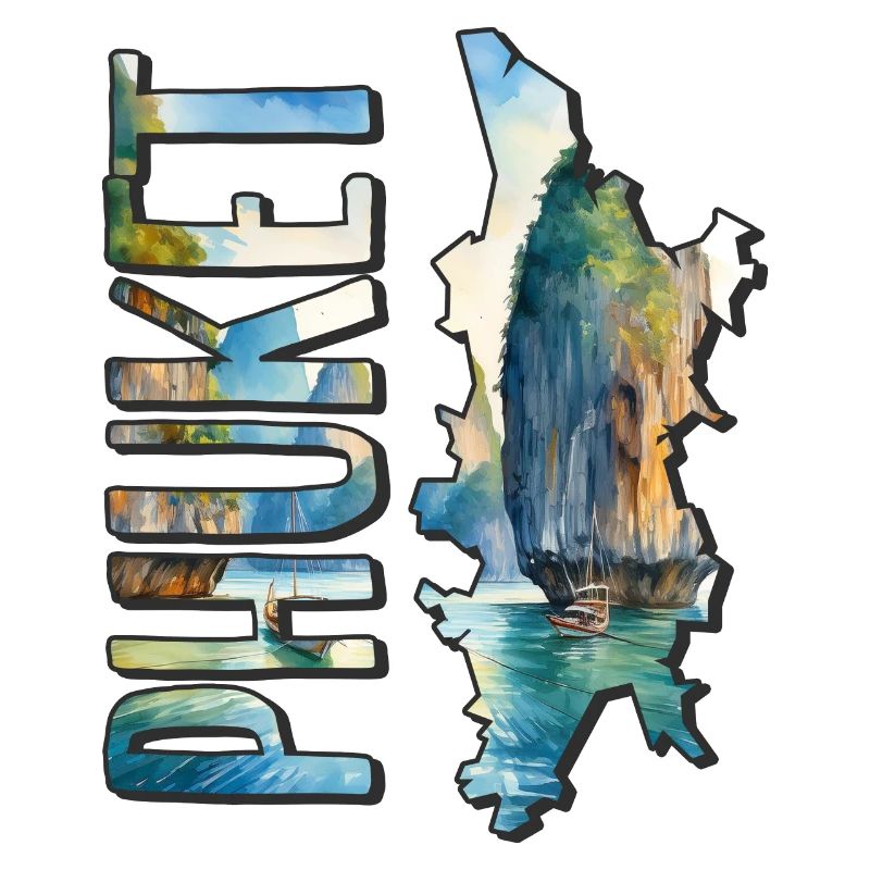 Carte aquarelle Phuket