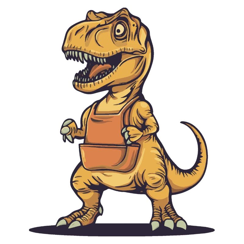 Humorvoller Dinosaurier mit Schürze