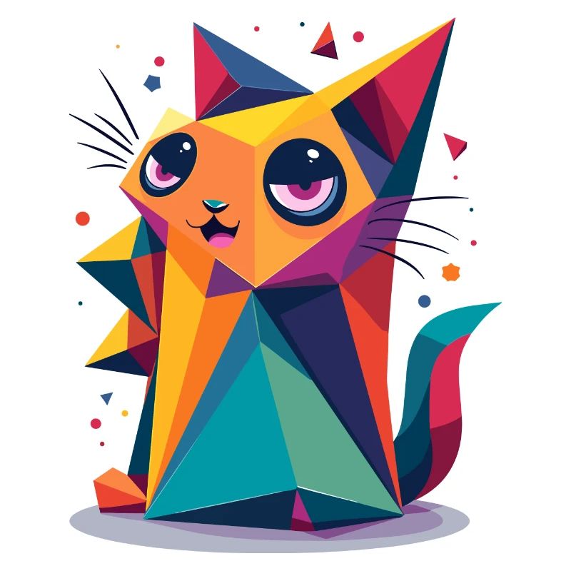 Chat coloré géométrique - Design unique et moderne