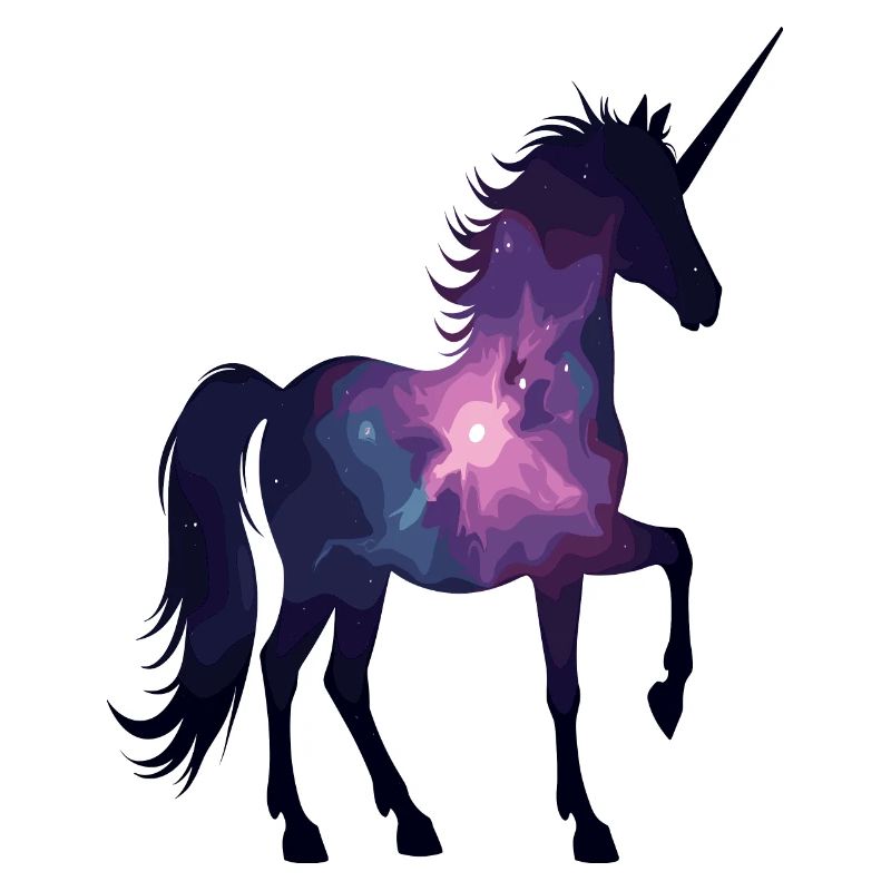Conception mystique de la silhouette de licorne de la galaxie
