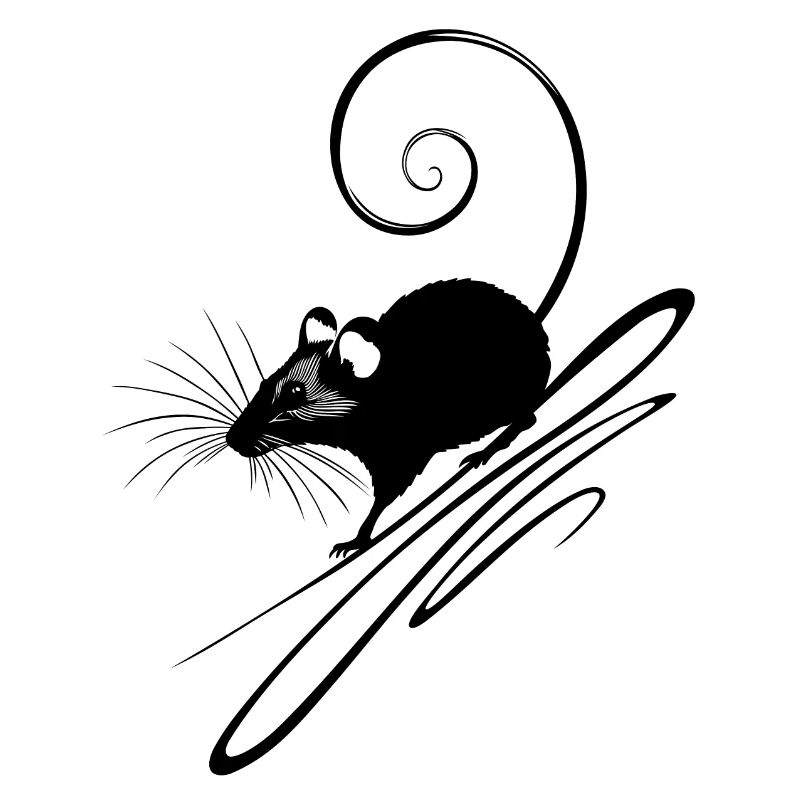 Cute Mouse Silhouette - Black
