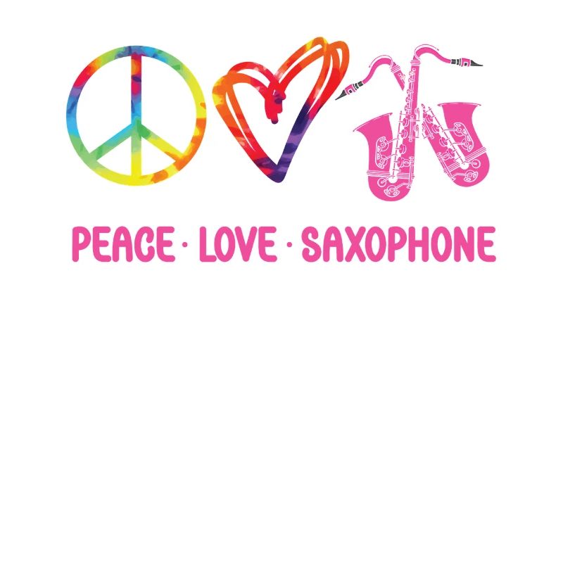 Saxophone Tie Dye Peace Love