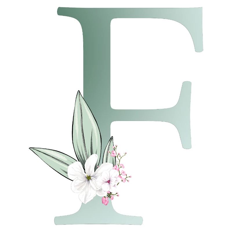 F Monogram, Floral, Customizable