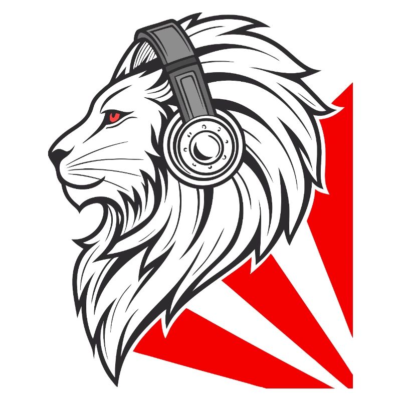 Lion élégant avec des écouteurs