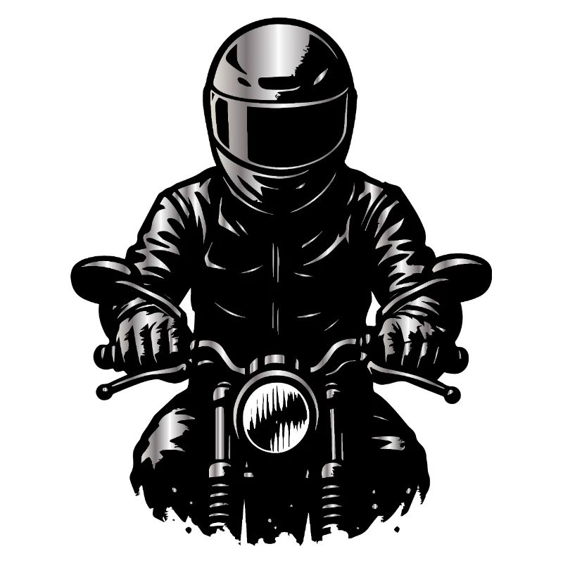 Motorradfahrer im Helm – Frontansicht Illustration