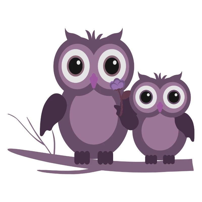 two owls purple plum lilac