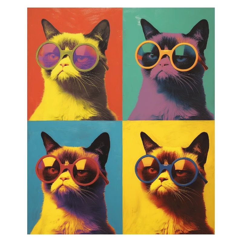 Cool Pop Art Grump Cat with Sunglasses