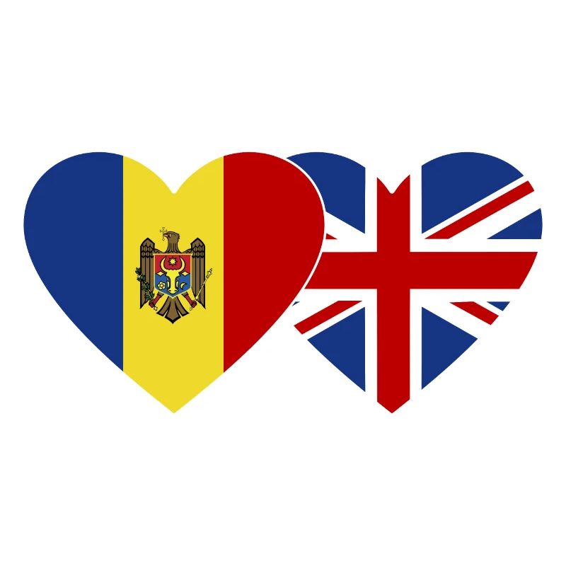 Moldavie Angleterre Drapeau Coeur