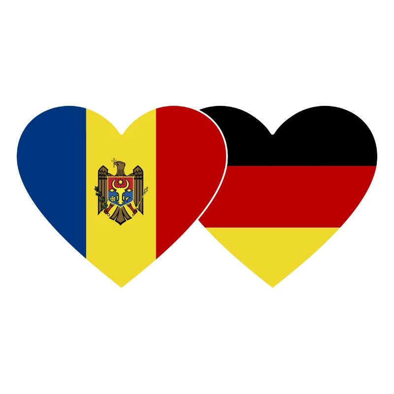Moldova Germany Flag Heart