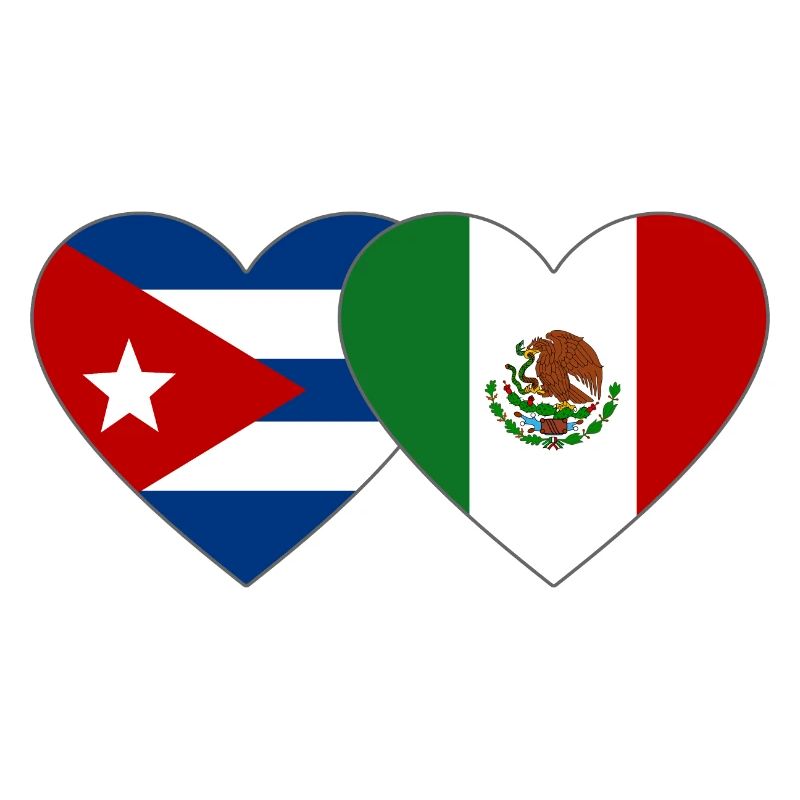 Cuba Mexique Flag Heart