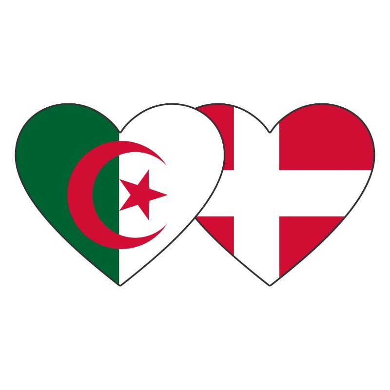 Algérie Danemark Drapeau Coeur