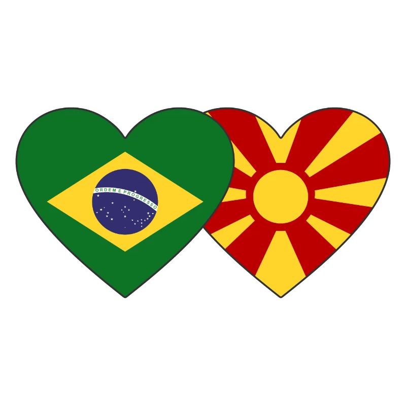 Brésil Macédoine Drapeau Coeur