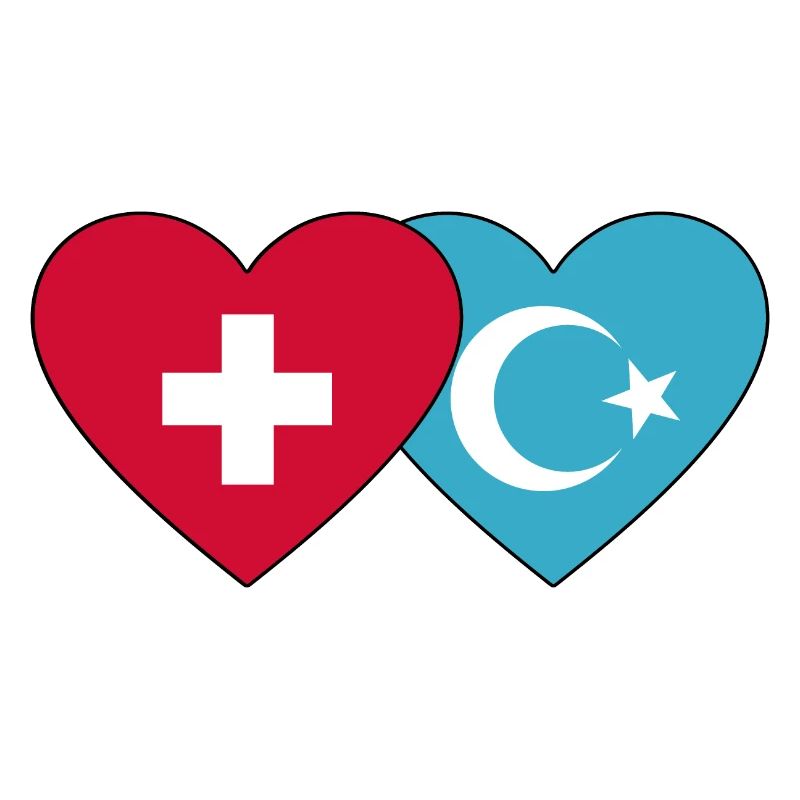 Schweiz Uiguren Flagge Herz