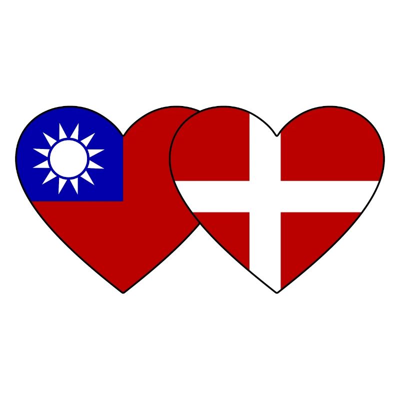 Taiwan Danemark Flag Heart