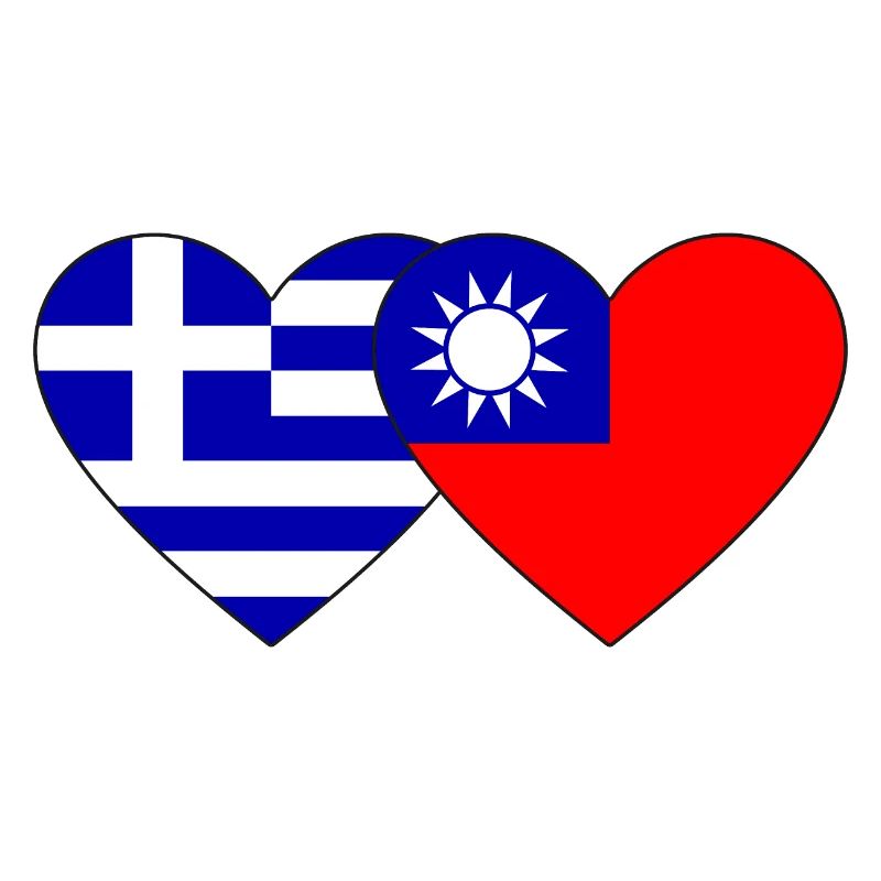 Grèce Taiwan Flag Heart