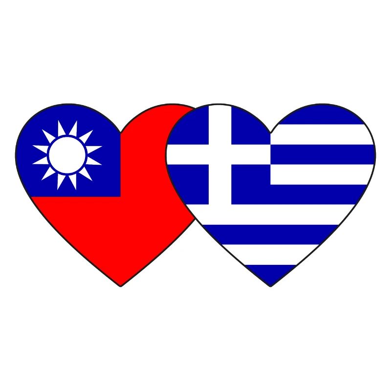 Taiwan Grèce Flag Heart