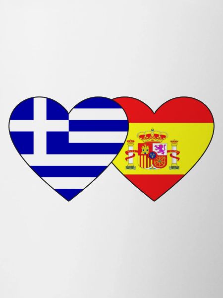 Greece Spain Flag Heart