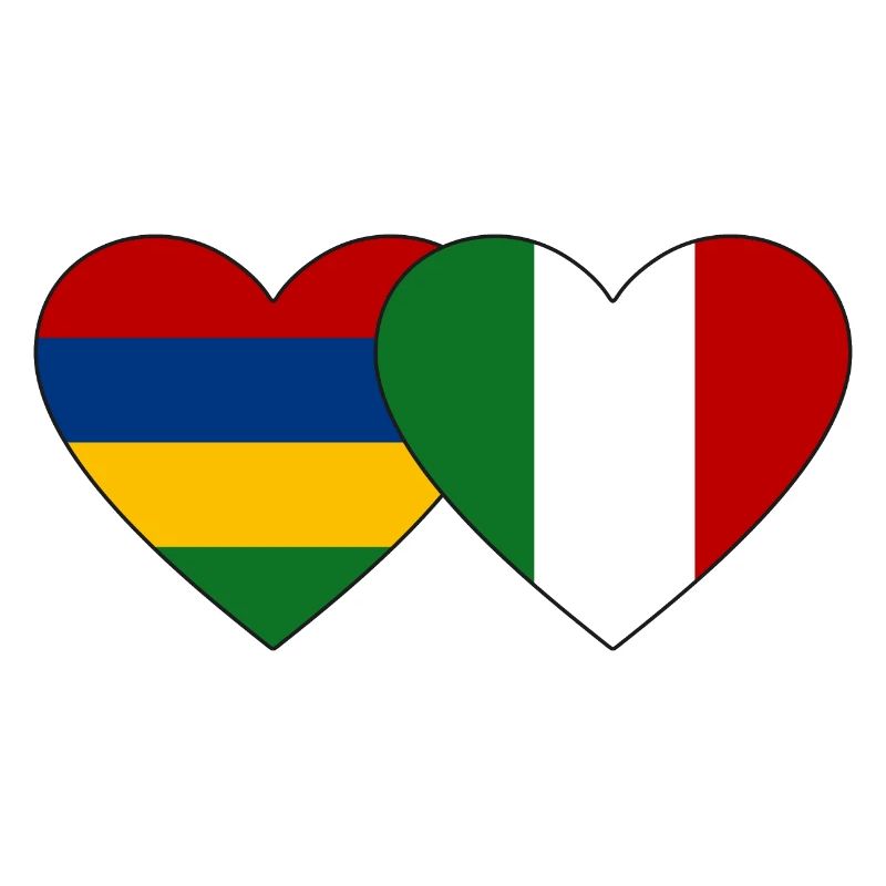 Mauritius Italy Flag Heart