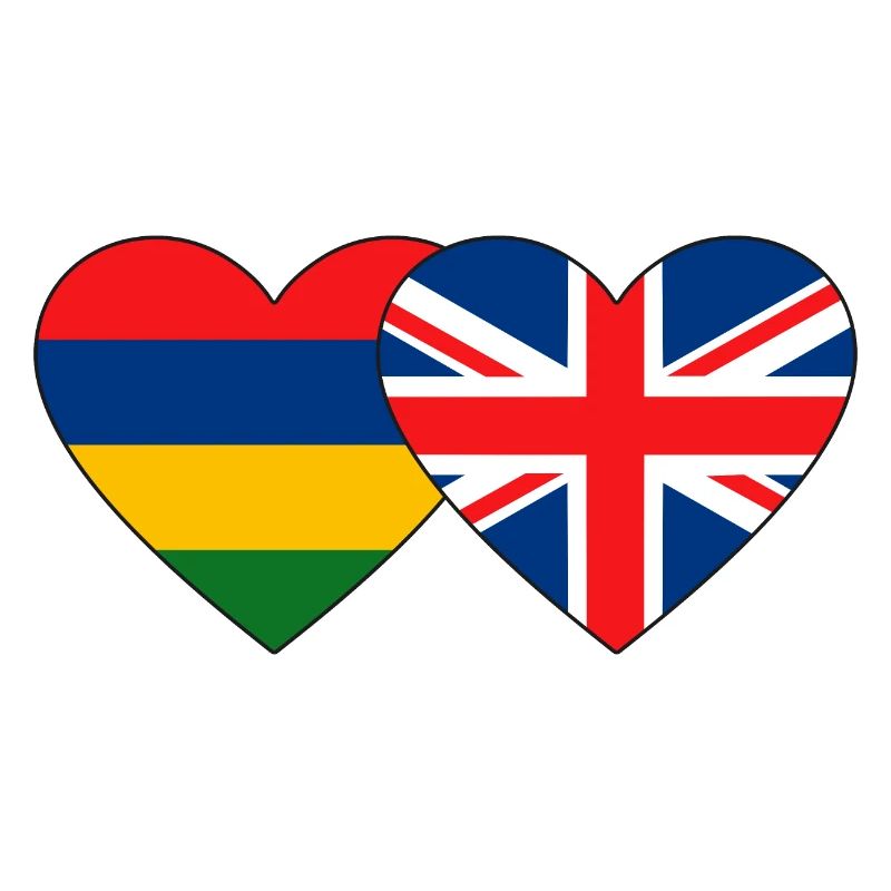 Mauritius England Flag Heart