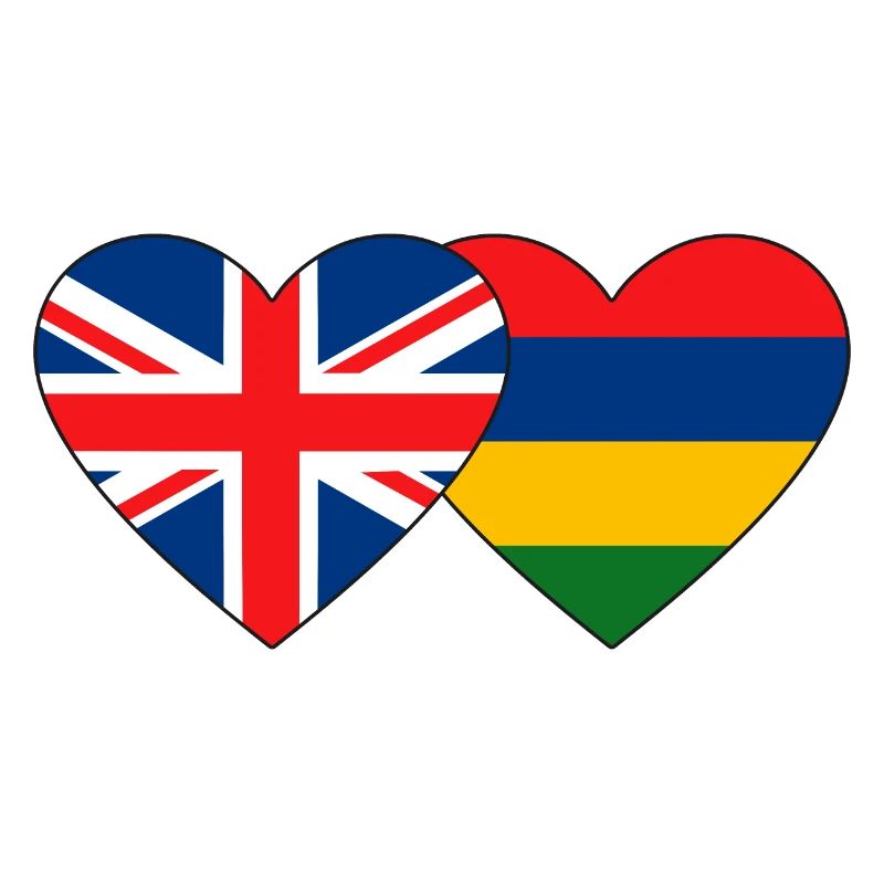 England Mauritius Flag Heart