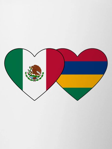 Mexico Mauritius Flag Heart
